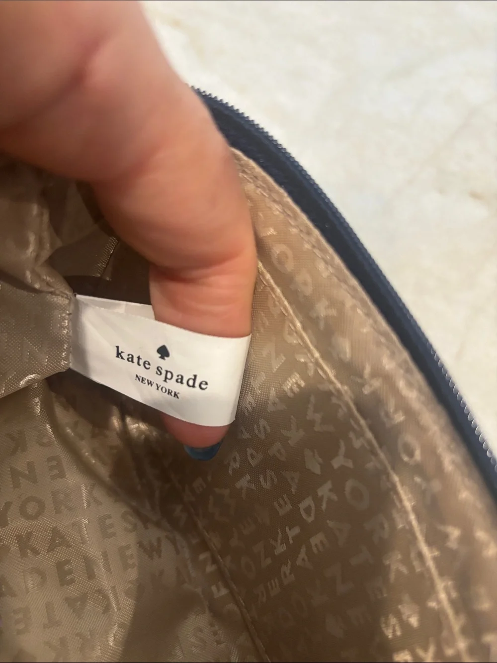 kate spade Navy Glitter Cosmetic Pouch